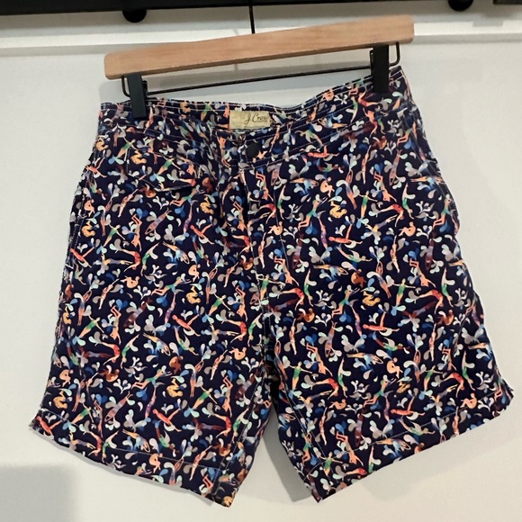 J. Crew x Liberty Swim Trunks in Liberty swimmers print- Navy/Multi- 30 - Picture 1 of 7